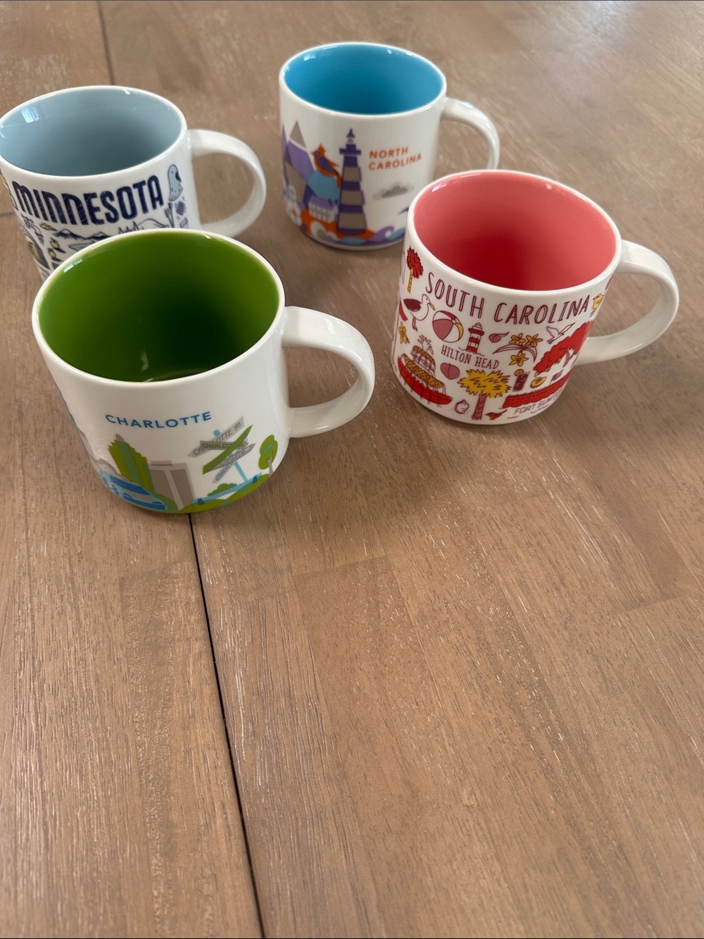 Coffee Mugs Set of 4 – Charlotte, North Carolina, South Carolina & Minnesota